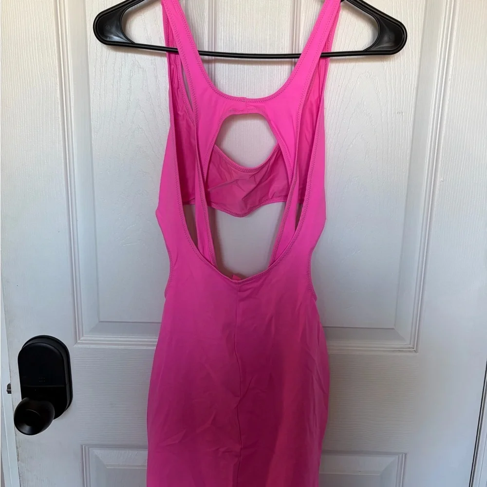 SKIMS Recycled Swim Cut-Out Tank Dress – Taffy Pink | Size S | NWT